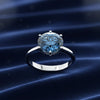 2.75ct DEW Blue Moissanite Round Solitaire Ring