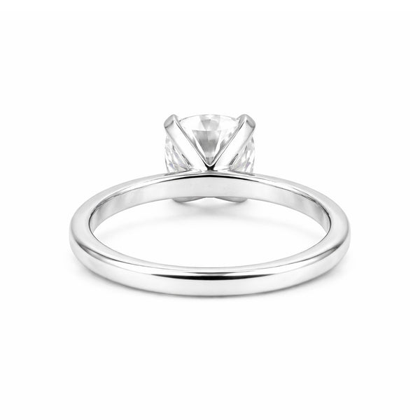 Close-up of cushion cut lab-grown diamond, VS1 clarity, full crown view