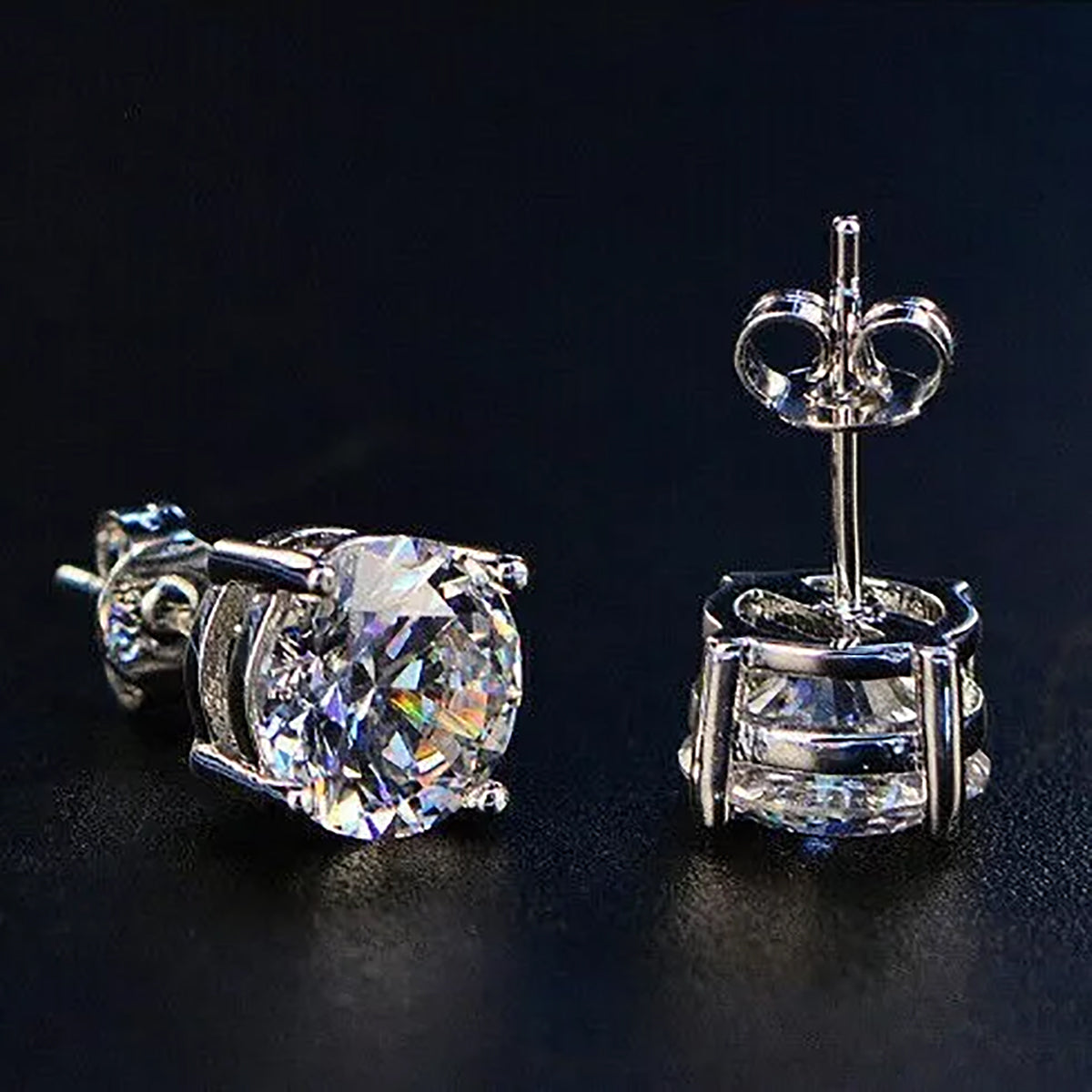 4.20ct DEW White Moissanite Round Solitaire Stud Earrings