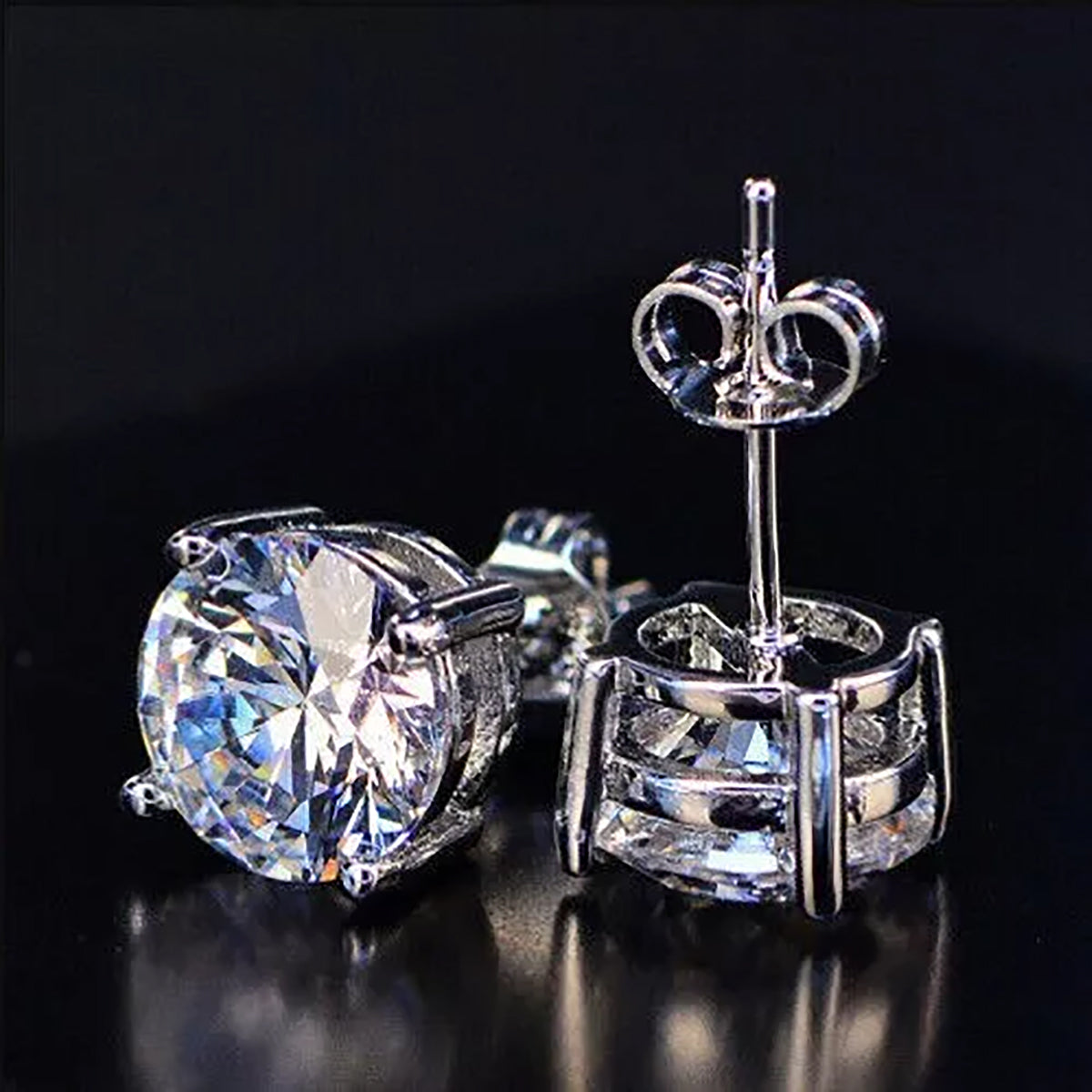 4.20ct DEW White Moissanite Round Solitaire Stud Earrings
