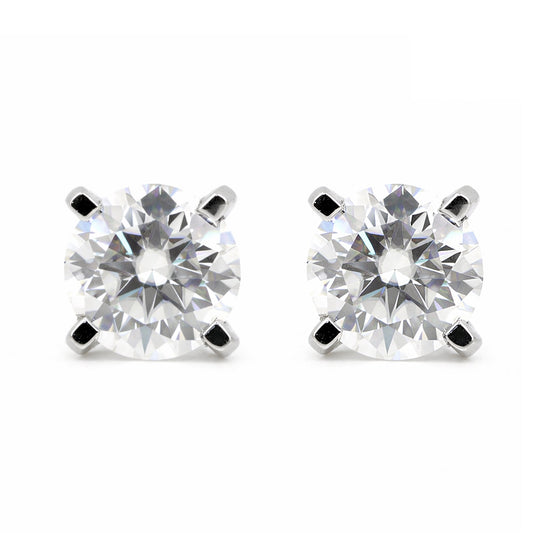 4 Ct Round Cut Lab Grown Diamond Stud Earrings — VS1 Clarity, 18k Gold Vermeil