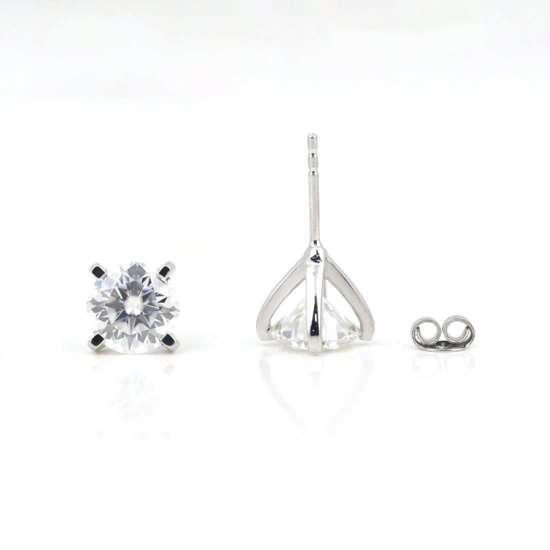 4 Ct Round Cut Lab Grown Diamond Stud Earrings — VS1 Clarity, 18k Gold Vermeil