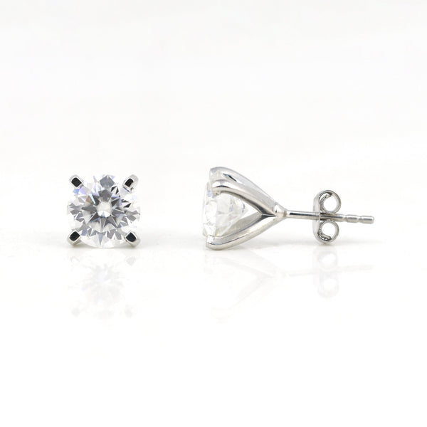 4 Ct Round Cut Lab Grown Diamond Stud Earrings — VS1 Clarity, 18k Gold Vermeil
