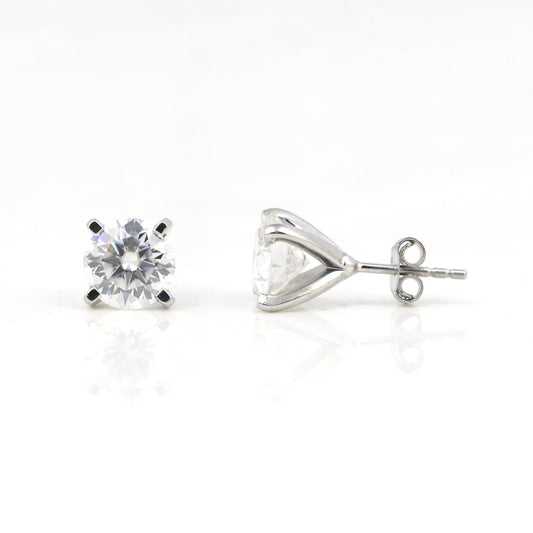 4.00 ct DEW White Moissanite Stud Earrings Gold Vermeil Gift for Women Anniversary