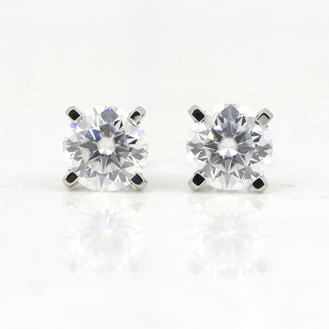4 Ct Round Cut Lab Grown Diamond Stud Earrings — VS1 Clarity, 18k Gold Vermeil