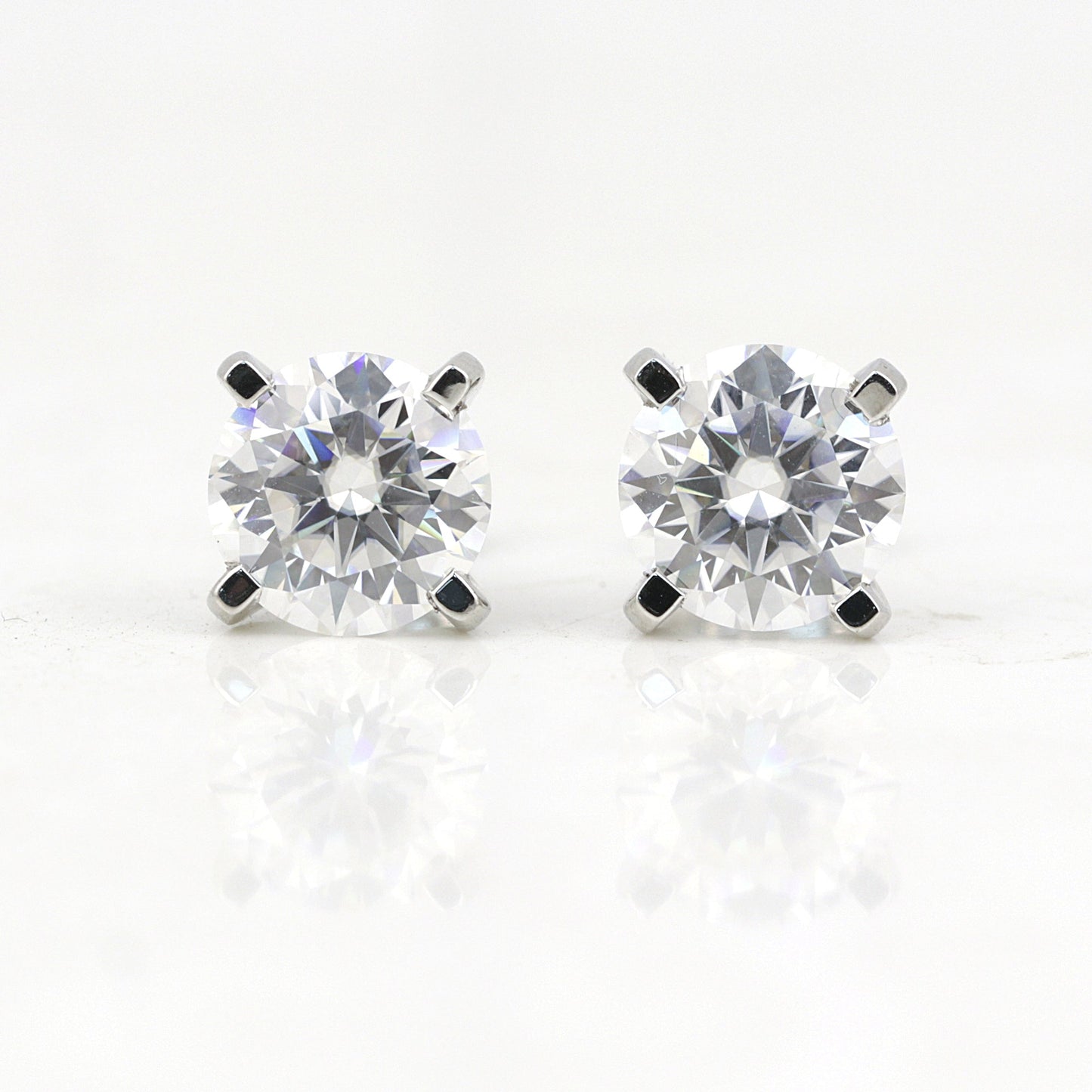 4 Ct Round Cut Lab Grown Diamond Stud Earrings — VS1 Clarity, 18k Gold Vermeil