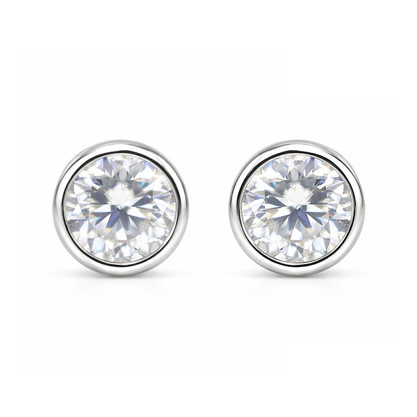 2.50 ct DEW Certified Treated White Moissanite Solitaire Studs Great Shine 18K Gold Pla 18K Gold Plated