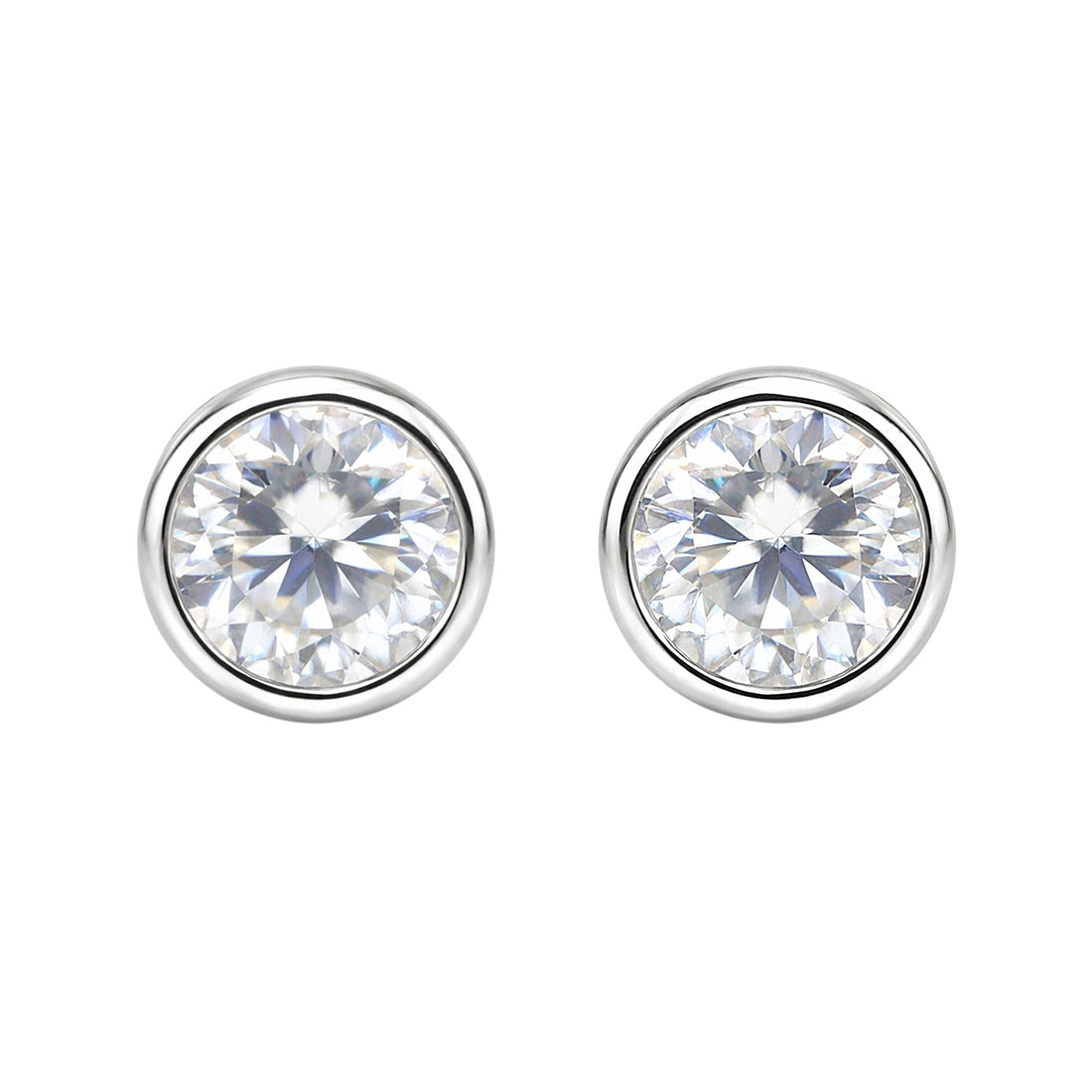 2 Ct Round Cut Lab Grown Diamond Stud Earrings — VS1 Clarity, 18k Gold Vermeil