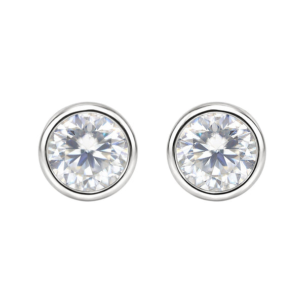 2 Ct Round Cut Lab Grown Diamond Stud Earrings — VS1 Clarity, 18k Gold Vermeil