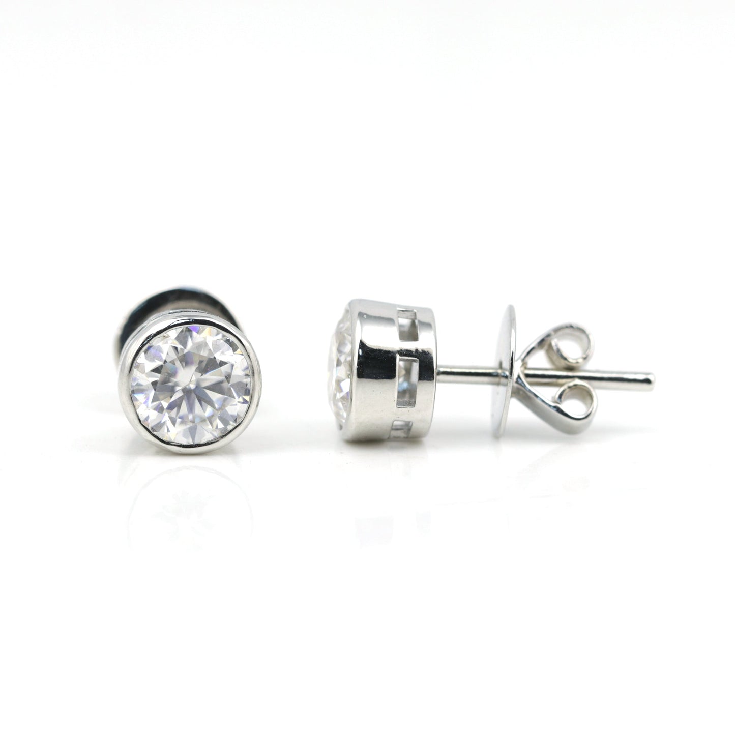 2.50 ct DEW Certified Treated White Moissanite Solitaire Studs Great Shine 18K Gold Pla 18K Gold Plated