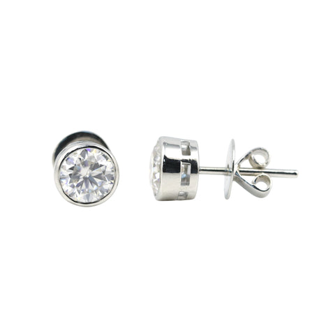 2 Ct Round Cut Lab Grown Diamond Stud Earrings — VS1 Clarity, 18k Gold Vermeil