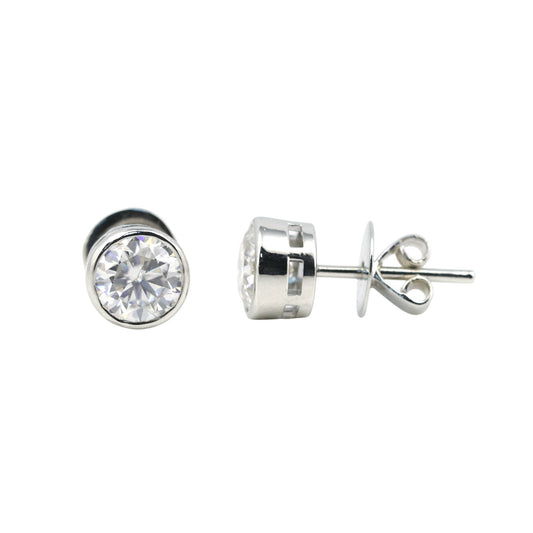 2 Ct Round Cut Lab Grown Diamond Stud Earrings — VS1 Clarity, 18k Gold Vermeil