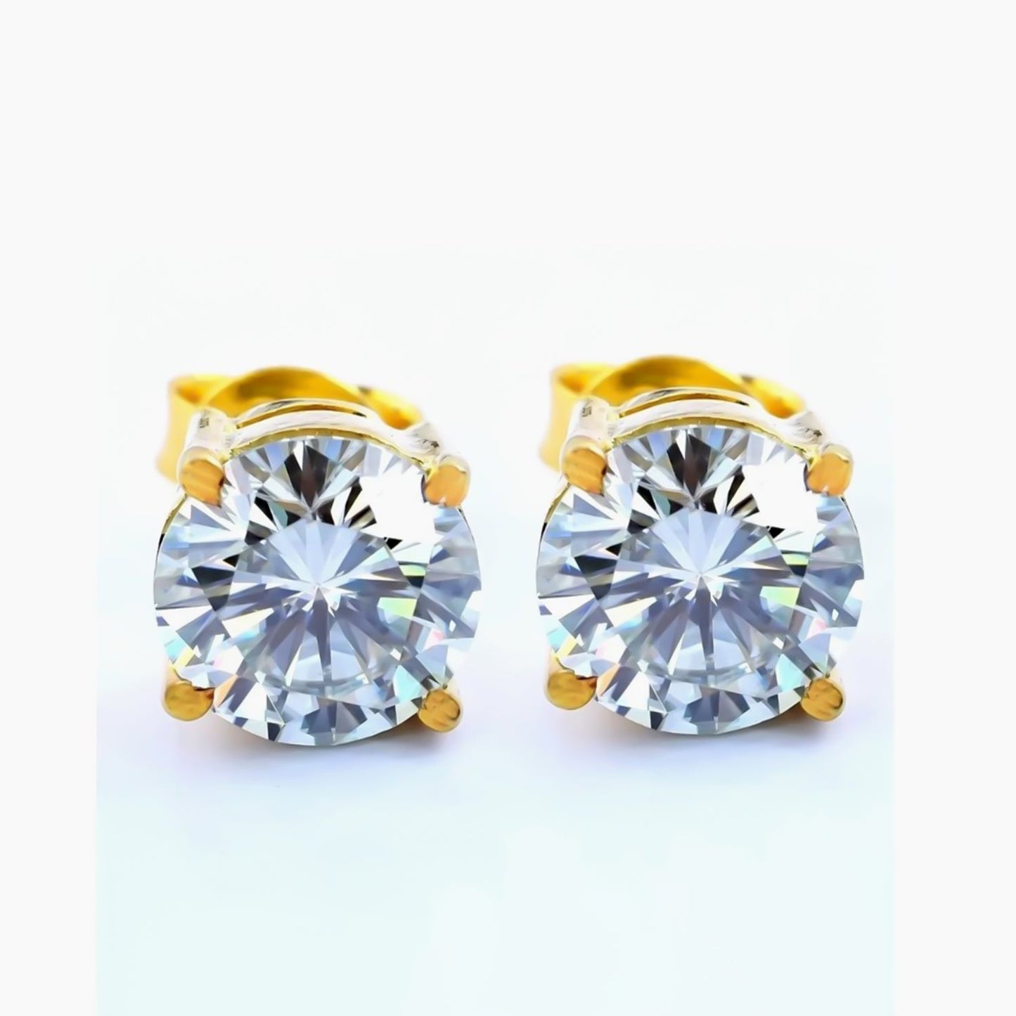 4.80 ct DEW White Moissanite Solitaire Studs Gold Vermeil Gift for Women Wedding