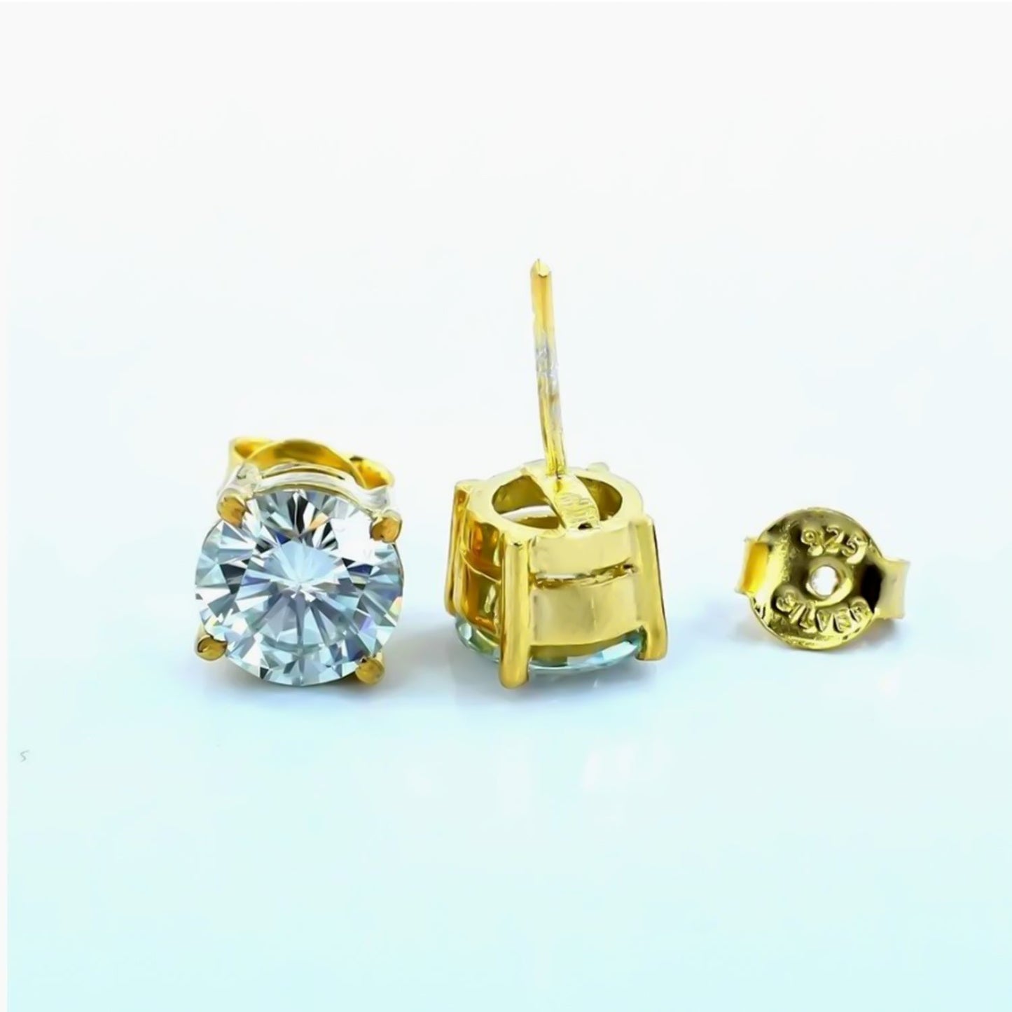 4.80 ct DEW White Moissanite Solitaire Studs Gold Vermeil Gift for Women Wedding