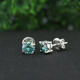 5.50 ct DEW Blue Moissanite Stud Earrings Gold Vermeil Statement Gift for Her Shine