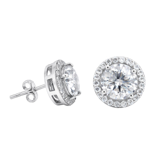 3.50 Ct Round Cut Lab Grown Diamond Stud Earrings — VS1 Clarity, 18k Gold Vermeil