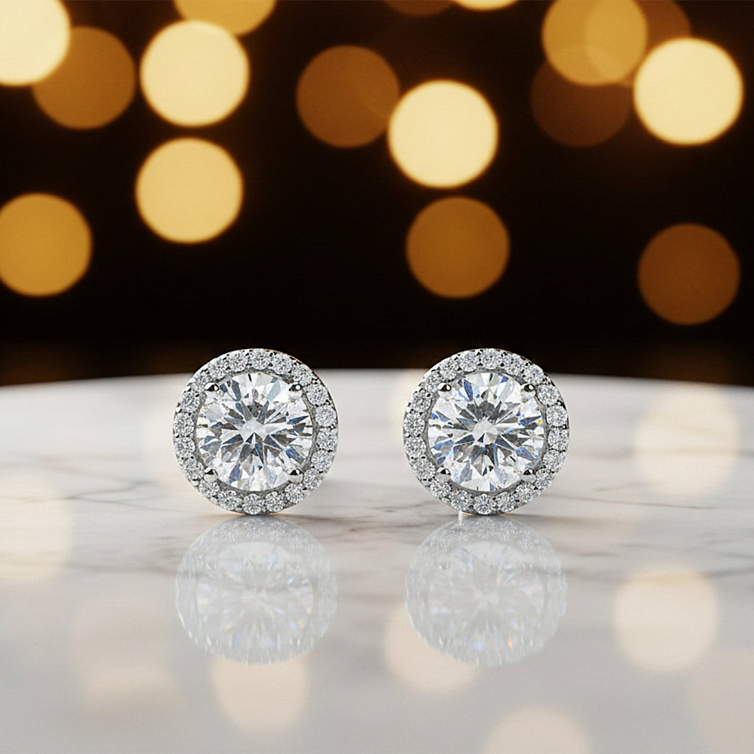 3.50 Ct Round Cut Lab Grown Diamond Stud Earrings — VS1 Clarity, 18k Gold Vermeil