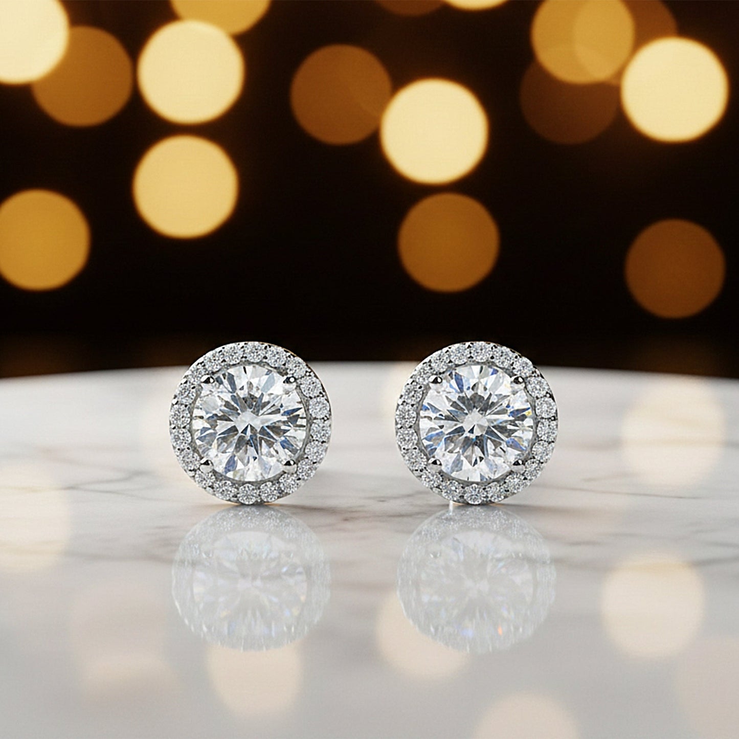 3.50 Ct Round Cut Lab Grown Diamond Stud Earrings — VS1 Clarity, 18k Gold Vermeil