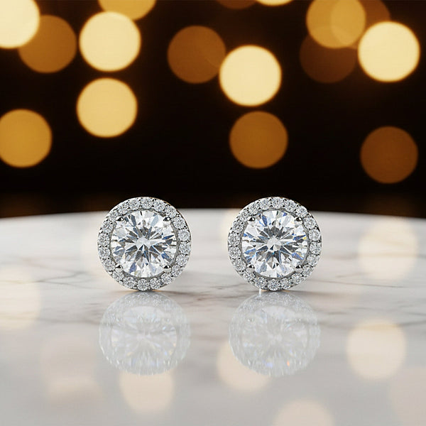 4.20 ct DEW Certified White Moissanite Stud Earrings In Vermeil 925 Silver Gift