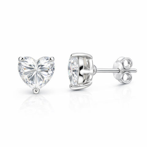 2.60 ct DEW Certified Treated White Moissanite Solitaire Stud Earrings in 18K Gold Plated Vermeil