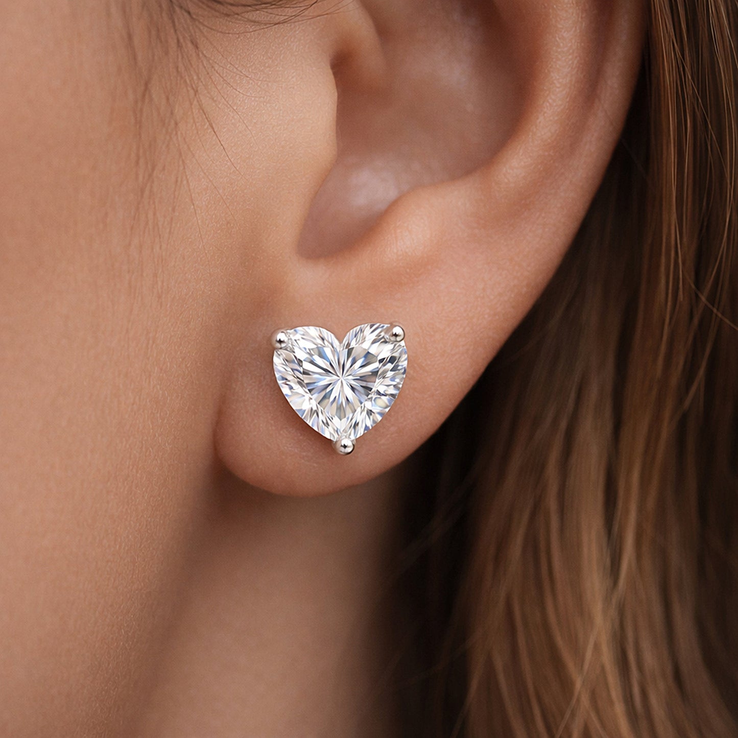 2.60 ct DEW Certified Treated White Moissanite Solitaire Studs Great Shine 18K Gold Pla 18K Gold Plated