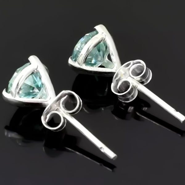 3.00 ct DEW Blue Moissanite Stud Earrings In Vermeil 925 Silver Gift for Her