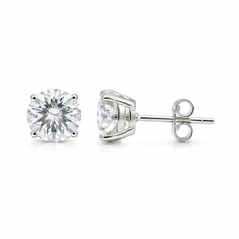 7.80 ct DEW Off White Moissanite Stud Earrings Gold Vermeil Gift for Special Event
