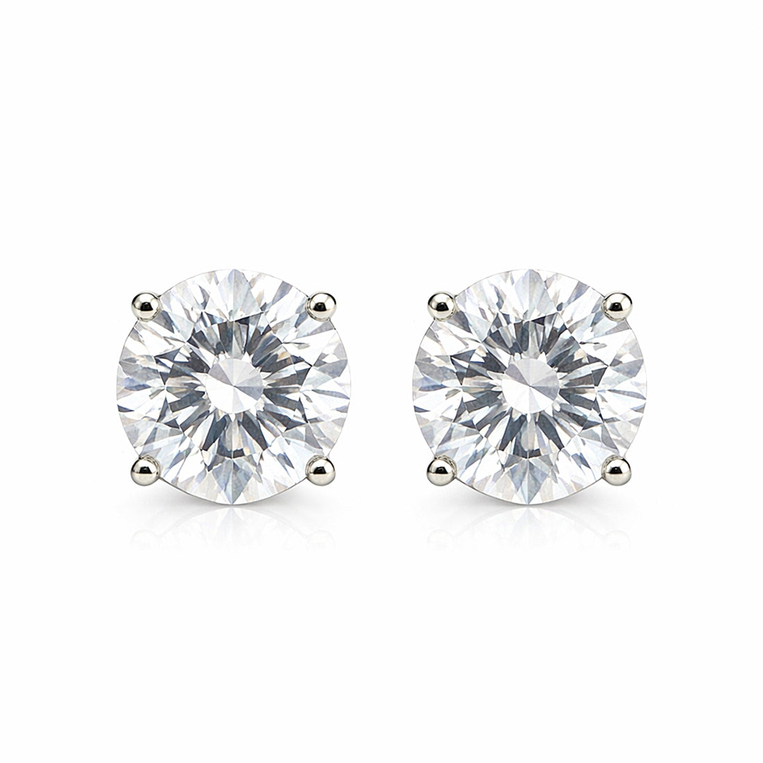 2.80 Ct Round Cut Lab Grown Diamond Stud Earrings — VS1 Clarity, 18k Gold Vermeil