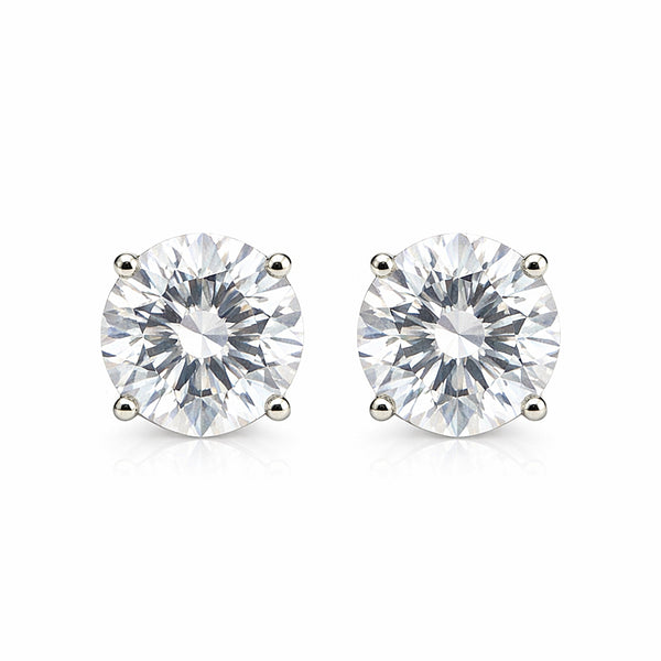 2.80 Ct Round Cut Lab Grown Diamond Stud Earrings — VS1 Clarity, 18k Gold Vermeil