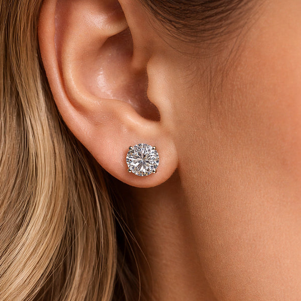 7.80 ct DEW Off White Moissanite Stud Earrings Gold Vermeil Gift for Special Event