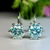 7.50 ct DEW Blue Moissanite Dangler Earrings Gold Vermeil Statement Gift for Her