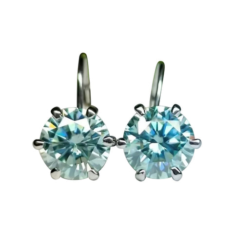 7.50 ct DEW Blue Moissanite Dangler Earrings Gold Vermeil Statement Gift for Her