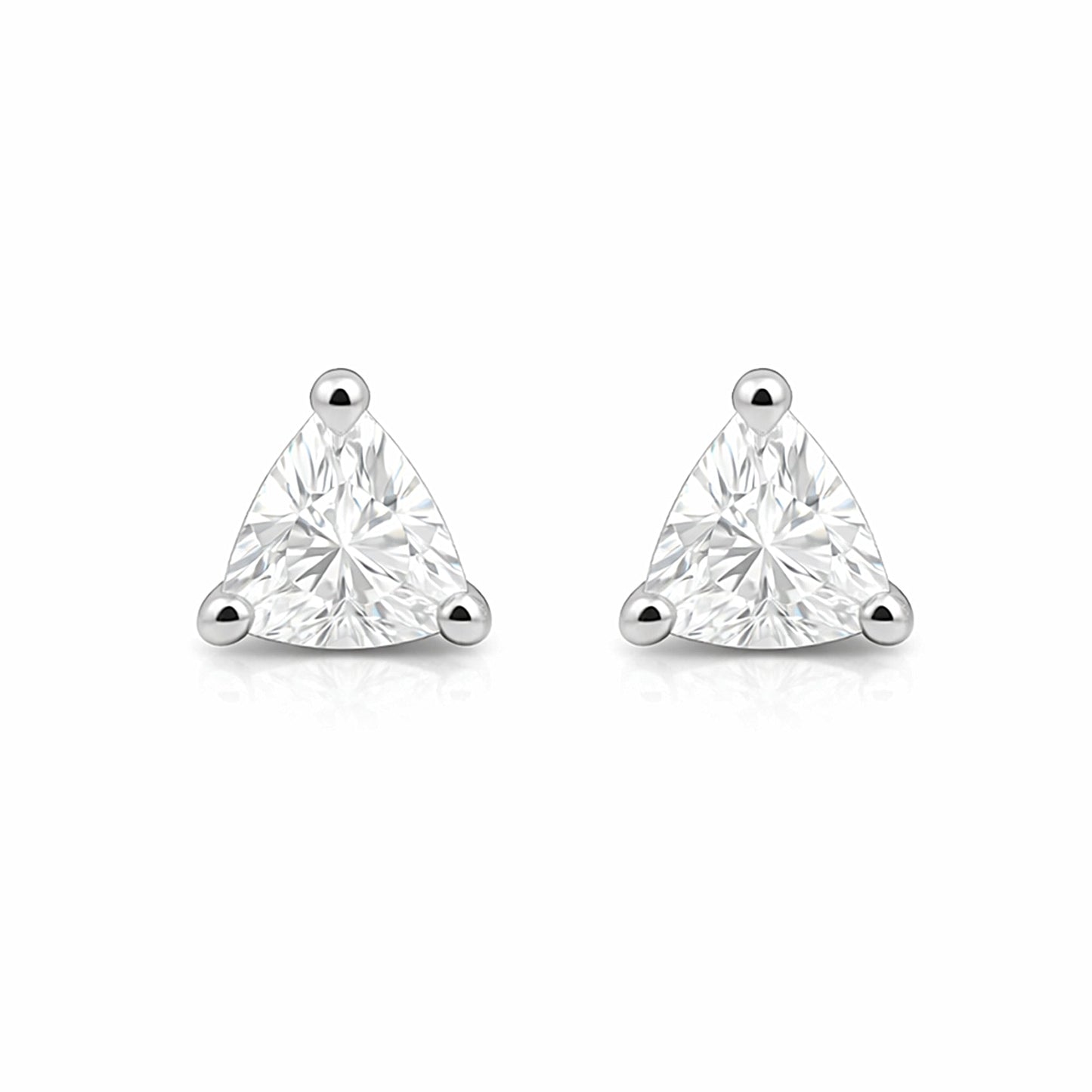 2 Ct Trillion Cut Lab Grown Diamond Stud Earrings — VS1 Clarity, 18k Gold Vermeil