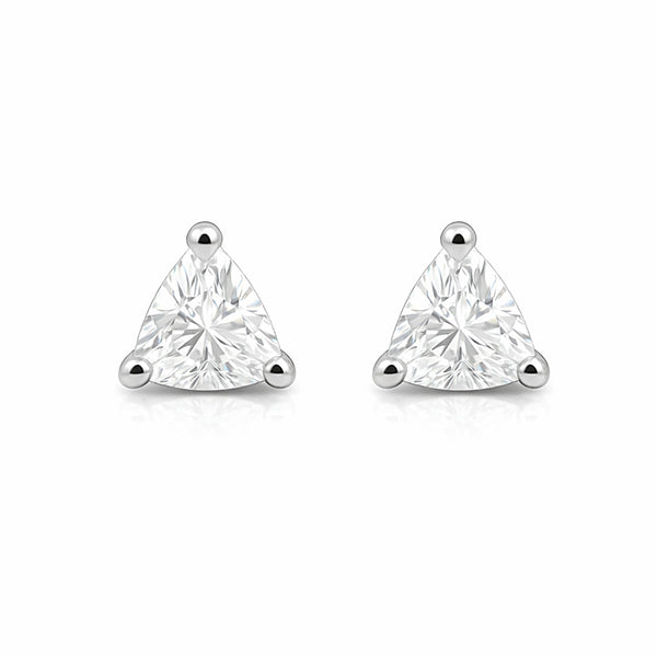 2 Ct Trillion Cut Lab Grown Diamond Stud Earrings — VS1 Clarity, 18k Gold Vermeil