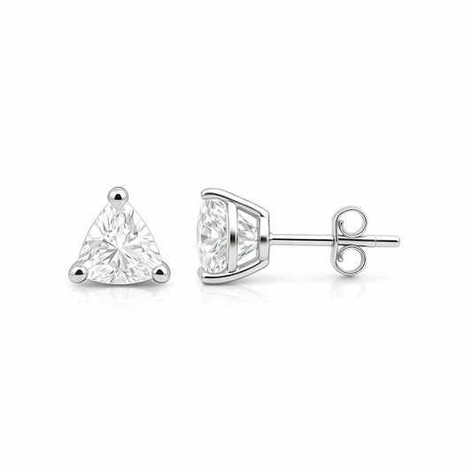 2 Ct Trillion Cut Lab Grown Diamond Stud Earrings — VS1 Clarity, 18k Gold Vermeil