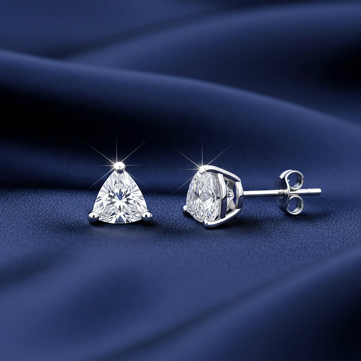 3.20 ct DEW Certified White Treated Moissanite Solitaire Stud Earrings In 18K Gold Plat 18K Gold Plated