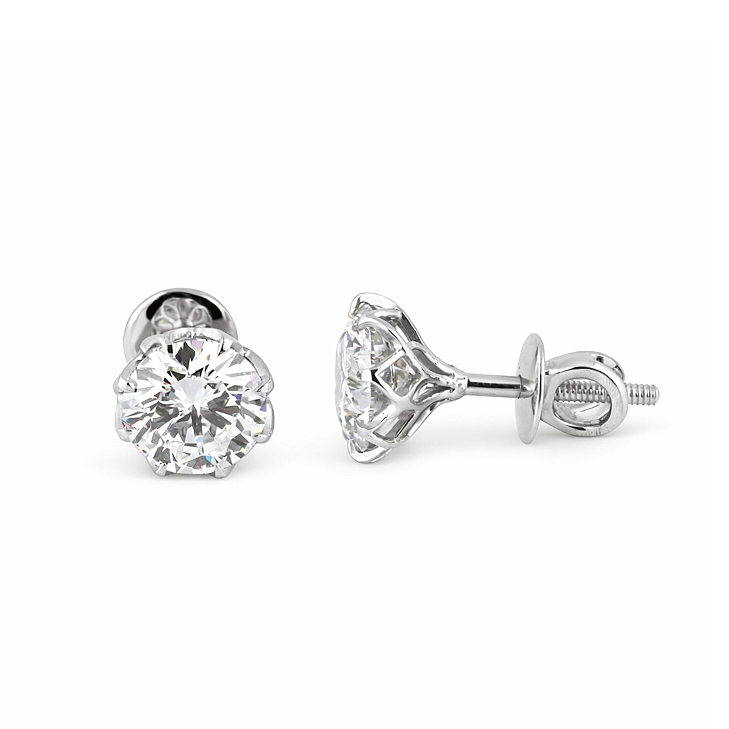 2 Carat Round Lab Diamond Solitaire Studs