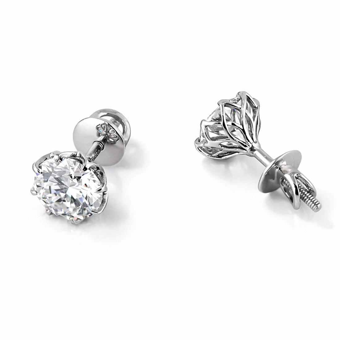 8 ct DEW Off-White Treated Moissanite Stud Earring Gold Vermeil Certified Sparkling