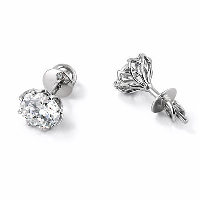 8 ct DEW Off-White Treated Moissanite Stud Earring Gold Vermeil Certified Sparkling