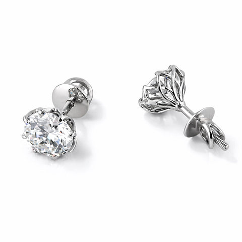 8 ct DEW Off-White Treated Moissanite Stud Earring Gold Vermeil Certified Sparkling
