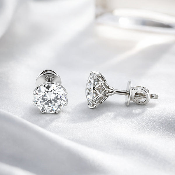 2 Carat Round Lab Diamond Solitaire Studs