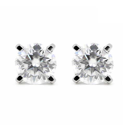 2.10 Ct Round Cut Lab Grown Diamond Stud Earrings — VS1 Clarity, 18k Gold Vermeil