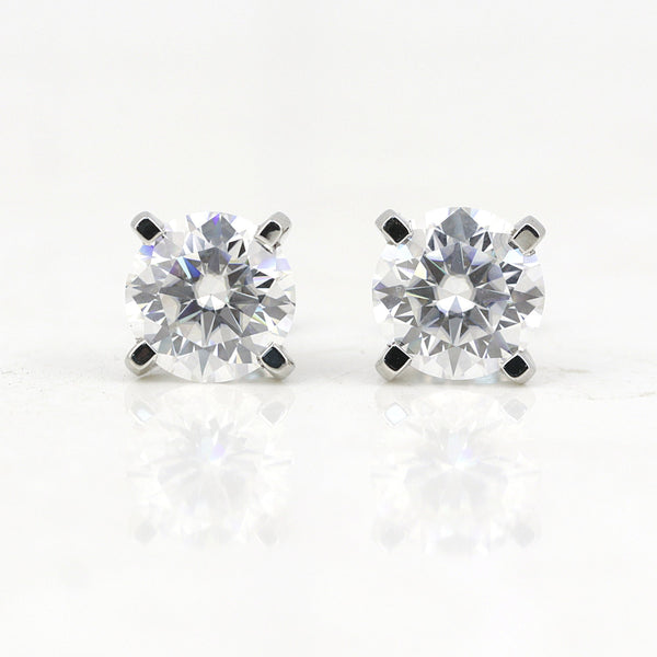 2.10 Ct Round Cut Lab Grown Diamond Stud Earrings — VS1 Clarity, 18k Gold Vermeil