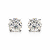 2.40 Ct Round Cut Lab Grown Diamond Stud Earrings — VS1 Clarity, 18k Gold Vermeil