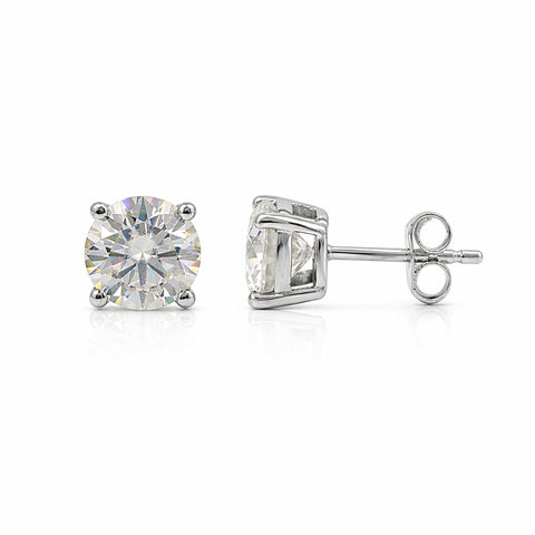 2.40 Ct Round Cut Lab Grown Diamond Stud Earrings — VS1 Clarity, 18k Gold Vermeil