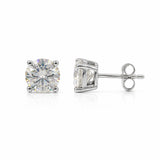 Certified 4.40 ct DEW Round Cut Treated White Moissanite Solitaire Stud Earrings in 18K Gold Plated Vermeil