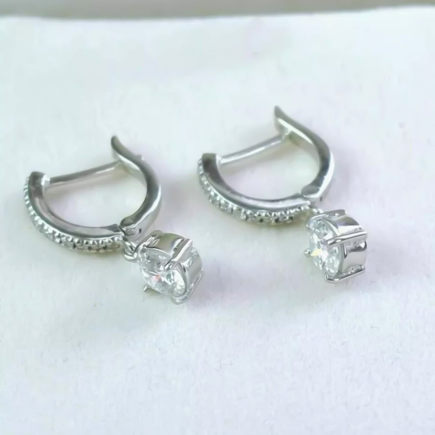 4 ct DEW Off-White Moissanite Dangler Earrings Gold Vermeil Certified Elegant Gift