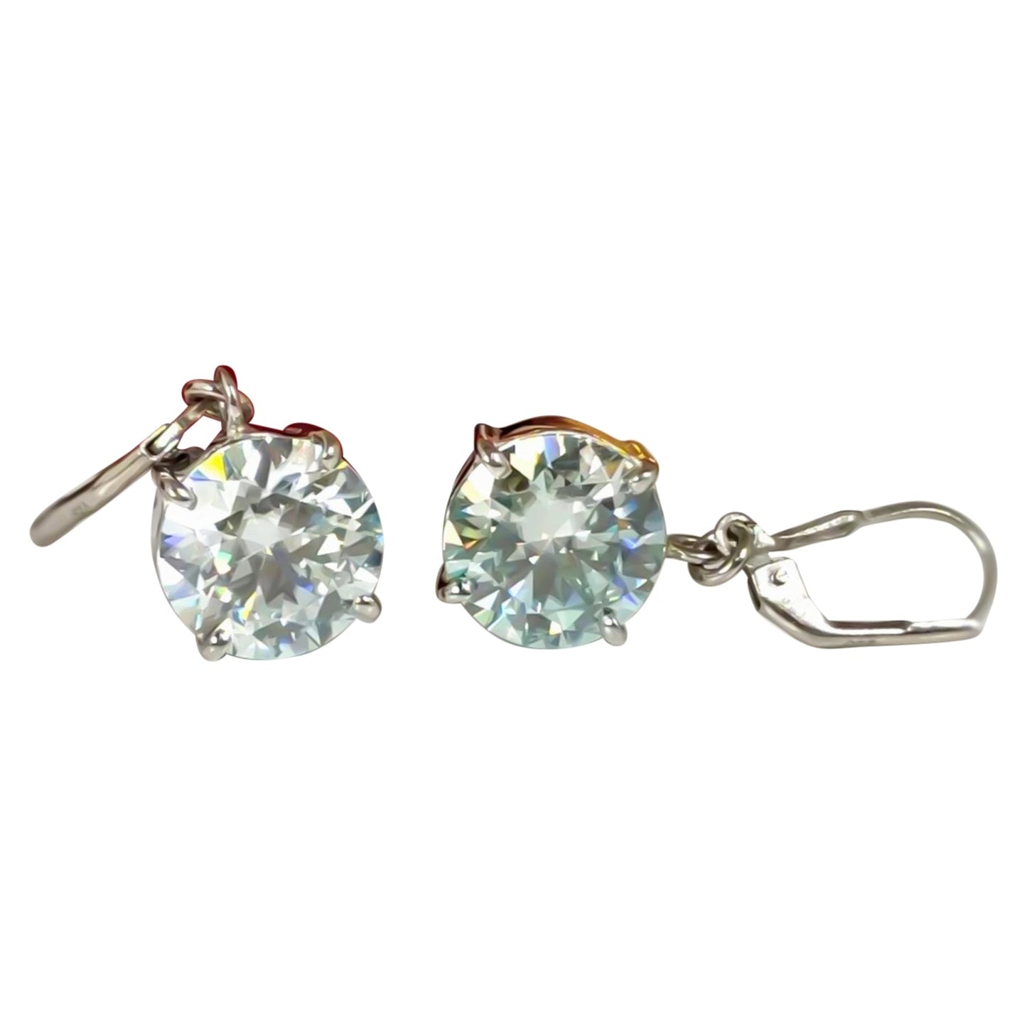 8 ct DEW Treated White Moissanite Dangler Earrings Gold Vermeil Certified Jewellery