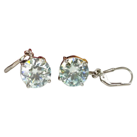8 ct DEW Treated White Moissanite Dangler Earrings Gold Vermeil Certified Jewellery