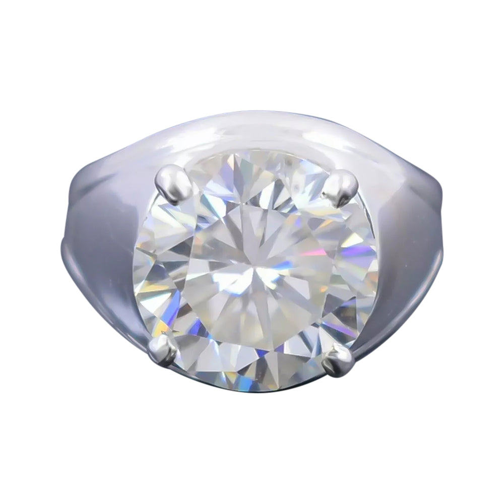 10.10 ct DEW Off White Treated Moissanite Solitaire Men's Ring in Cert 18K Gold Plated 18K Gold Plated